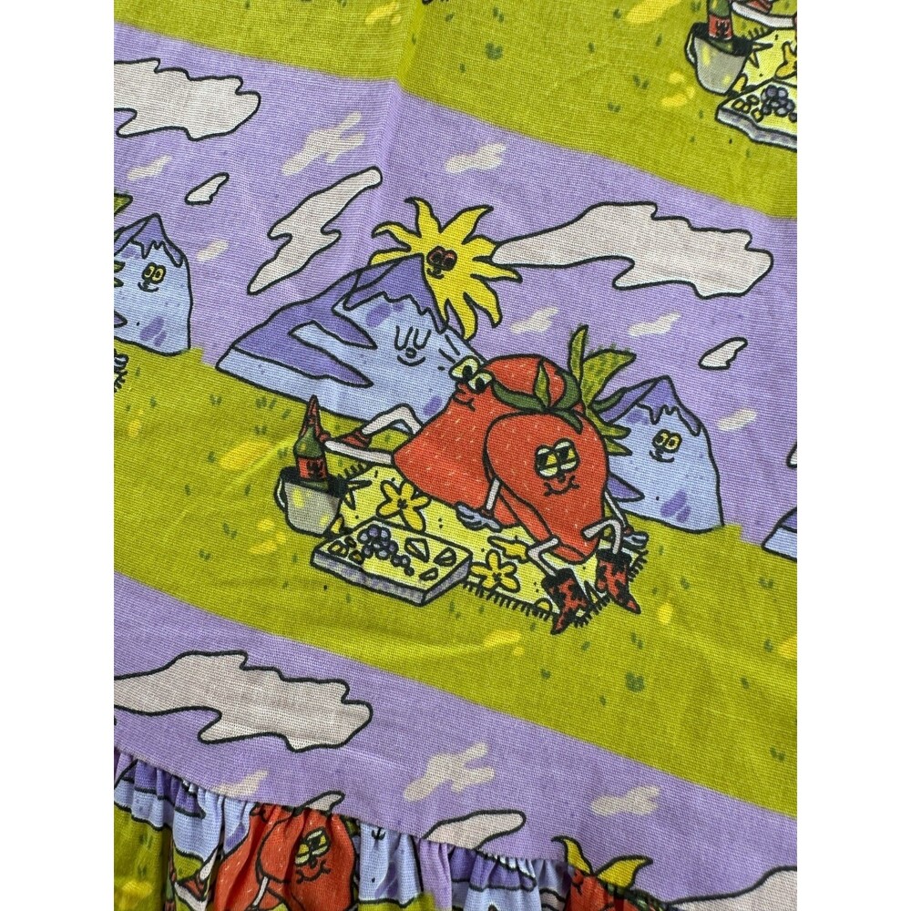 Nooworks Big Pocket Dress Size M Stawberry Jammin Print Novelty Colorful Stripe - Picture 6 of 10